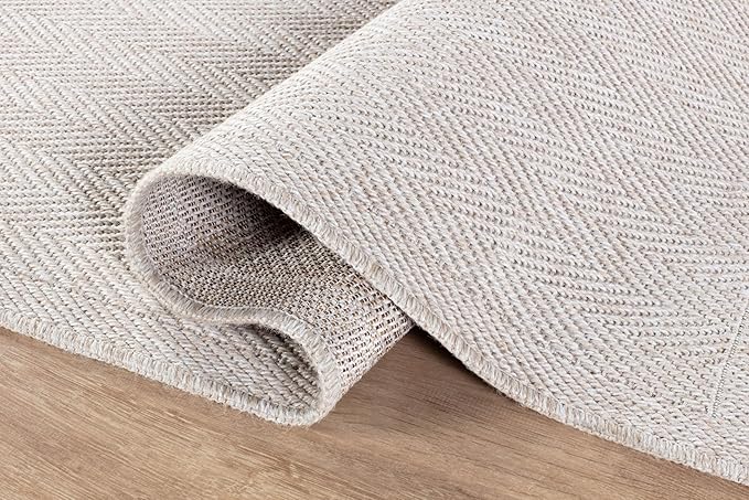 CAMILSON Easy Jute Rug 2x3, Indoor Outdoor Off-White Color Fiber Area Rugs for Bathroom and Kitchen Rug, Herringbone Seagrass Boho Woven Design, Easy-Cleaning, Washable Outside Carpet Alfombras 2 x 3-Ruum Studio Home