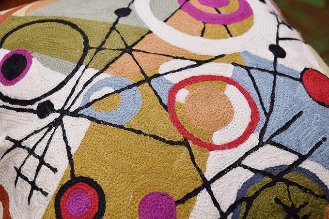 Kandinsky Abstract Throw Pillow Cover - Circles | Modern Couch & Outdoor Pillow | Mid Century Chair Cushions | Handmade Wool Size 18x18-Ruum Studio Home