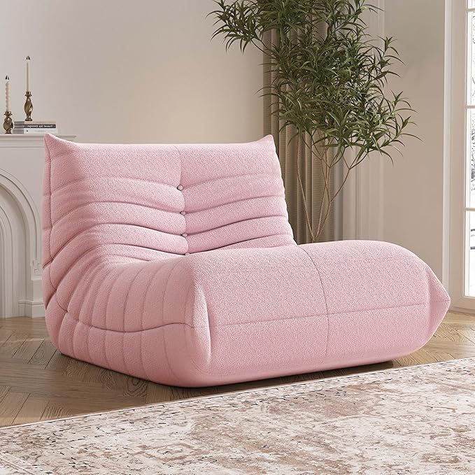Bean Bag Chair, Fireside Chair Bean Bag Sofa Large Bean Bag Chair for Adults, Bean Bag Chairs for Teens with High Density Comfortable Foam, Memory Foam Bean Bag for Living Room, Bedroom (Pink)-Ruum Studio Home