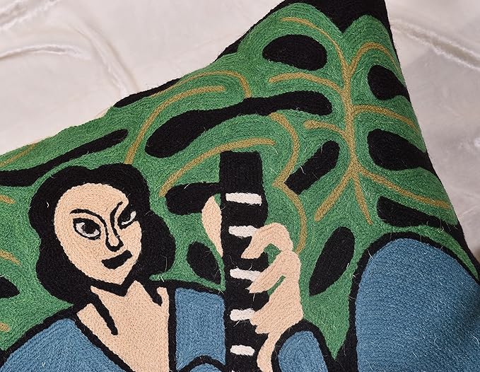 The Music Matisse Decorative Pillow Cover Handembroidered Wool 18x18-Ruum Studio Home