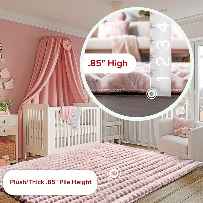 nuLOOM 7'6' x 9'6' Cozy Plush Area Rug, Machine Washable, Non-Slip, Soft Fluffy Shag Carpet for Living Room Bedroom Kids Room Nursery Home Decor, Jeni Blush-Ruum Studio Home