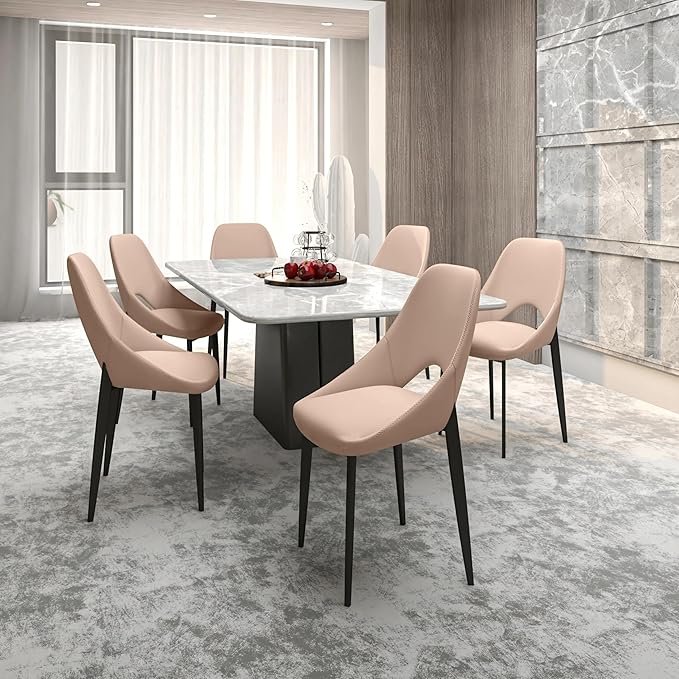 LeisureMod Amalfi Upholstered Fabric Dining Chair – Modern Side Chair with Iron Legs, Mid-Century Accent Chair for Dining Room or Kitchen-Ruum Studio Home