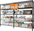 REIBII 1600LBS Storage Shelves Metal Shelving 5 Tier Wire Shelving Unit, 69.8" W Pantry Shelves Kitchen Shelves Adjustable Wire Shelf for Garage Storage Shelves, 69.8" Wx15.8 Dx72.4 H, Black-Ruum Studio Home