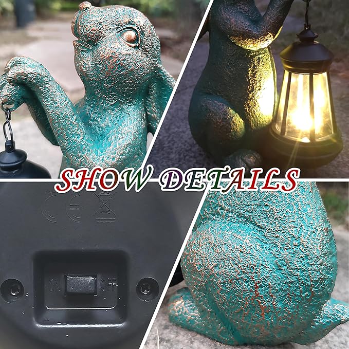 JOYBEE Garden Statues Rabbit with Solar Lantern Outdoor Decor-Rabbit Solar Figurines Lights Decorations for Patio Yard Lawn Ornaments-Gifts for Birthday Easter Housewarming-Ruum Studio Home