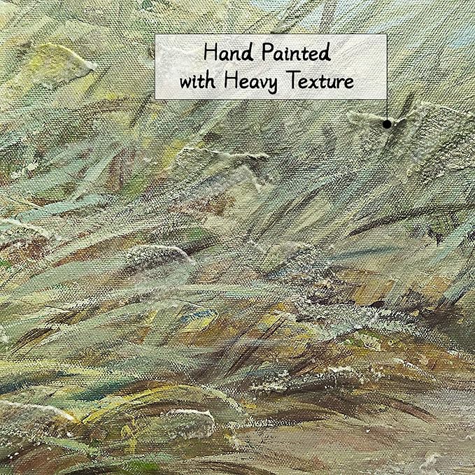 Beach Coastal Canvas Wall Art: Sea Reed Hand Painting Vintage Abstract Blue Ocean Boat Nautical Pictures Modern Seascape Grass Path Artwork Decor for Bathroom Bedroom-Ruum Studio Home