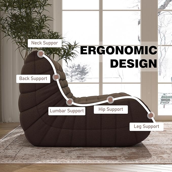 Bean Bag Chair, Loveseat Fireside Chair Bean Bag Sofa Large Bean Bag Chair for Adults, 2 Seater Bean Bag Chairs for Teens with High Density Comfortable Foam, Bean Bag for Living Room, Bedroom(Coffee)-Ruum Studio Home