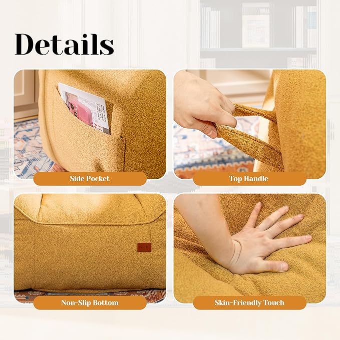 Bean Bag Chair with Filler, Bean Bag Sofa Chair with Tufted Soft Armrests Plush Lazy Sofa Comfy Chair,Large BeanBag Chair for Adults in Livingroom, Bedroom-Ruum Studio Home