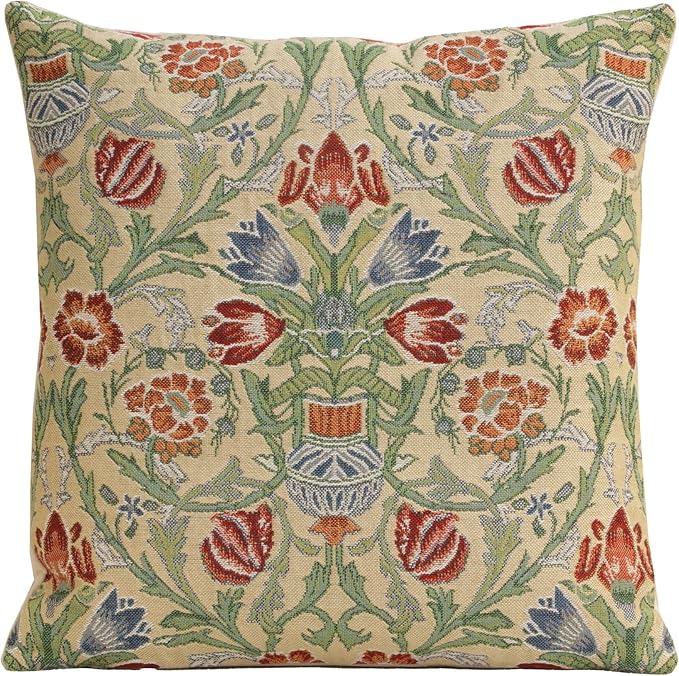 Charlotte Home Furnishings Throw Pillow Covers 16x16 in, Single Stem Decorative Couch Pillow Cover, Boho Decor European Tapestry Cushion Cases, Living Room Cozy Home Decor, Jacquard Woven Soft Cotton-Ruum Studio Home