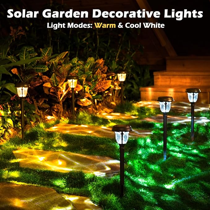 LeiDrail Solar Lights Outdoor Pathway, 6 Pack LED Glass Metal Solar Garden Lights with 2 Modes, Garden Decor for Yard Patio Landscape Walkway-Ruum Studio Home