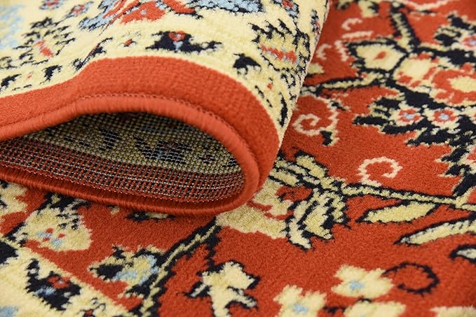 Unique Loom Sialk Hill Collection Area Rug - Washington (3' x 16' 5" Runner Terracotta/Cream)-Ruum Studio Home
