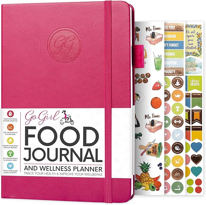 GoGirl Food Journal & Wellness Planner –– Diet & Fitness Diary – Nutrition Journal with Meal, Exercise & Weigh Loss Tracker, A5 (Maroon)-Ruum Studio Home