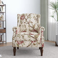 Lumibee Wingback Accent Chair,High Back Floral Armchairs in Fabric,Comfy Upholstered Reading Single Sofa Chair with Solid Wood Legs for Living Room,Bedroom,Office-Floral Beige-Ruum Studio Home