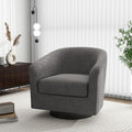 Swivel Barrel Accent Chair, Modern Round Linen Arm Chair for Living Room, Bedroom, Comfy Club Reading Chairs for Adults（Linen Fabric, Grey, Set of 1-Ruum Studio Home