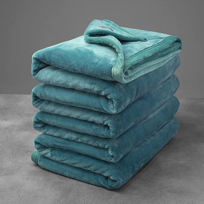 Mellowdy Extra Thick Hearty Plush Flannel Blanket (Deep Turquoise, 60x80) - 500GSM Twin Size Warm Blanket for Winter, Fall | Soft, Fluffy, Cuddly, Perfect for Bed, Oversized Throw for Couch, Sofa-Ruum Studio Home