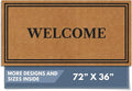 Barnyard Designs Natural Coco Coir Heavy Duty Backing Doormat - Large Cute Non-Slip Front Door Welcome Mat for Outside Entrance or Porch Entry, Brown (36x72, Welcome)-Ruum Studio Home