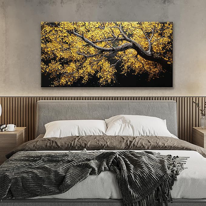 Modern Wall Art Nature Canvas Art Wall Decor Abstract Wall Decor Prints Painting Gold Tree Botanical Abstract Wall Art Picture For Bedroom Living Room Dining Room Home Office Artwork 24"×48"-Ruum Studio Home