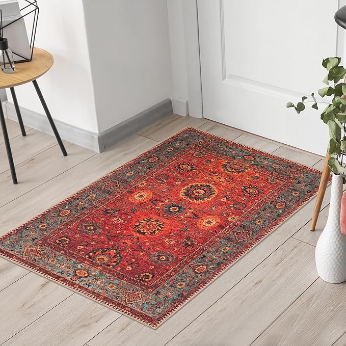 Keen Home Design 2x3 Rug - Machine Washable Entry Rug with Non-Slip Backing, Ideal for Enteryway, Kitchen, Bathroom, Laundry Room - Vintage, Easy Clean, Durable, Low Pile Rug - (2' x 3')-Ruum Studio Home
