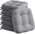 Codi 6 Pack Dining Chair Cushions, Thick Chairs Pads for Indoor Kitchen Room - Washable, Non-Slip Seat Cushion with Ties, 16.5"x16.5"x 3.5", Set of 6, Grey-Ruum Studio Home