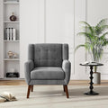 UIXE Accent Chair, Velvet Upholstered Armchair for Living Room, Modern Club Arm Chairs Comfy Single Sofa Button Tufted Bedroom Reading Seat - Gray, Set of 1-Ruum Studio Home