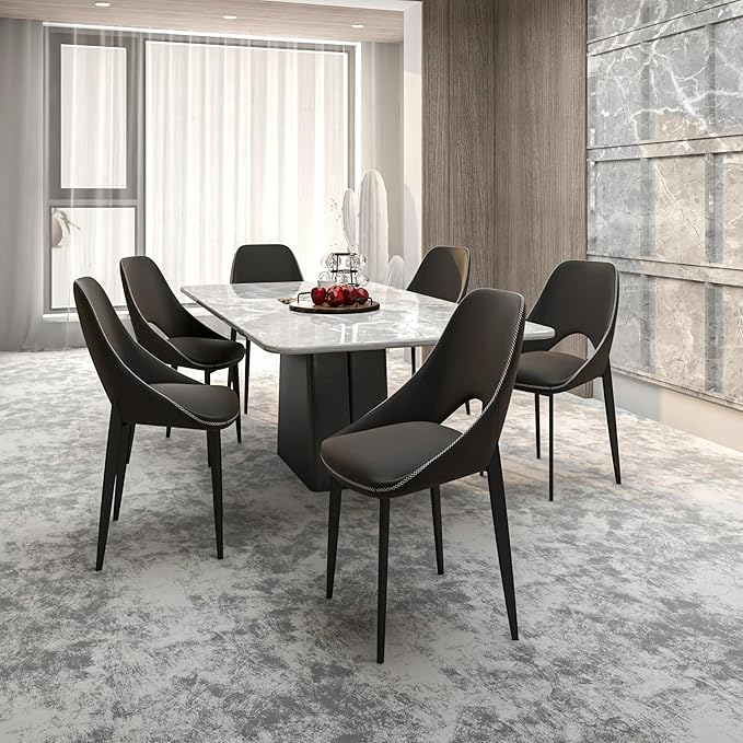 LeisureMod Amalfi Upholstered Fabric Dining Chair – Modern Side Chair with Iron Legs, Mid-Century Accent Chair for Dining Room or Kitchen-Ruum Studio Home