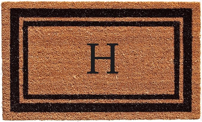 Calloway Mills 152963672H Black Border 36" x 72" Monogram Doormat Letter (H)-Ruum Studio Home