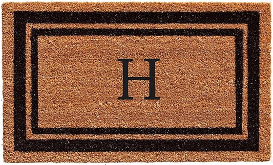 Calloway Mills 152963672H Black Border 36" x 72" Monogram Doormat Letter (H)-Ruum Studio Home