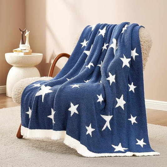 Snuggle Sac American Star Patriotic Throw Blanket Blue, July 4th Blanket Ultra Soft Cozy Throw Blanket for Couch,Sofa, Bed, Living Room, Blue,50x60 inches-Ruum Studio Home