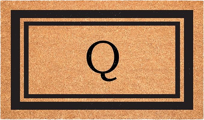 Calloway Mills 152961830Q Black Border 18" x 30" Monogram Doormat, (Letter Q)-Ruum Studio Home