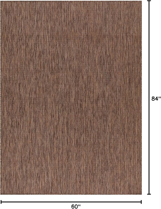 Washable Indoor Outdoor Rug Weather Resistant Carpet Modern Solid for Porch Deck Balcony Backyard Patio Rug 5x7 Gold Brown-Ruum Studio Home