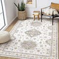 Washable Area Rugs for Living Room - 5x7 Neutral Vintage Distressed Floral Farmhouse Boho Large Soft Floor Rug Indoor Non Slip Carpet for Living Room Bedroom Dining Room Office - Blue Brown-Ruum Studio Home