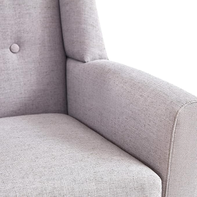 HUIMO Accent Chair Living Room Chair, Upholstered Button Tufted Armchair, Linen Fabric Sofa Chairs for Bedroom, Living Room, Mid Century Modern Comfy Reading Chair (Light Grey)-Ruum Studio Home