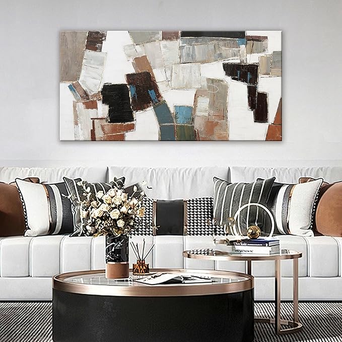 Dimpaga Abstract Canvas Wall Art Modern Wall Art Decor Pictures Wall Decor Minimalist Geometric Line Artwork for Walls Textured Wall Art Prints 20"X40" For Room Living Room Bedroom Office Wall Decor-Ruum Studio Home