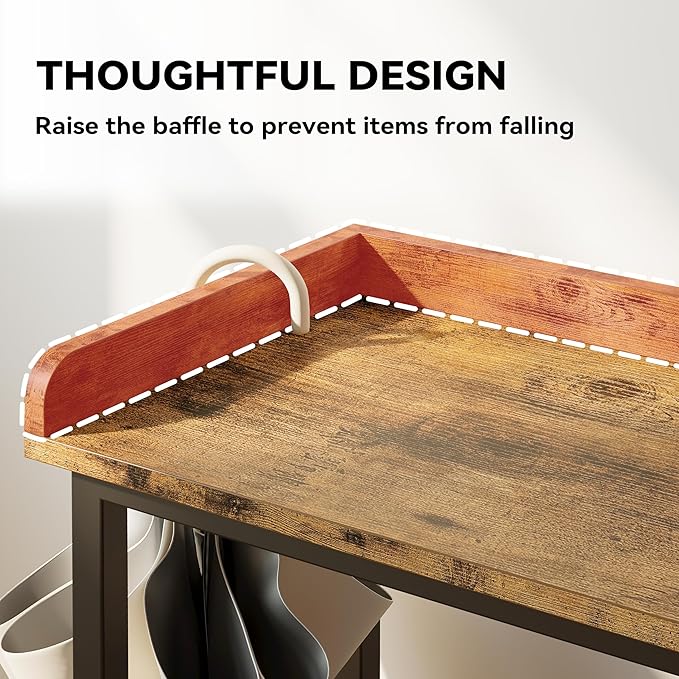 IRONCK Console Table, Sofa Table with Power Outlet, Farmhouse Hallway Table for Entryway, Living Room, Height Adjustable, Easy Assembly, Rustic Brown,32"-Ruum Studio Home