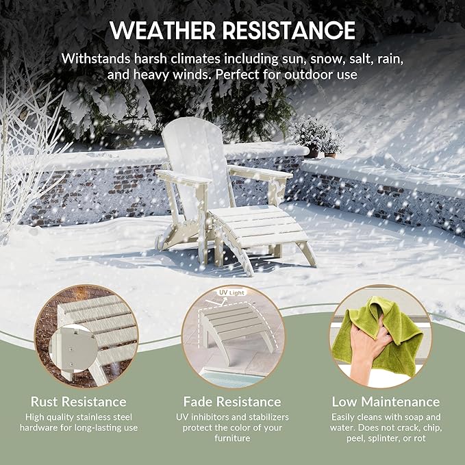 WestinTrends Outdoor Ottoman, Patio Adirondack Ottoman Foot Rest, All Weather Poly Lumber Folding Foot Stool for Adirondack Chair, Widely Used for Outside Porch Pool Lawn Backyard, Sand-Ruum Studio Home