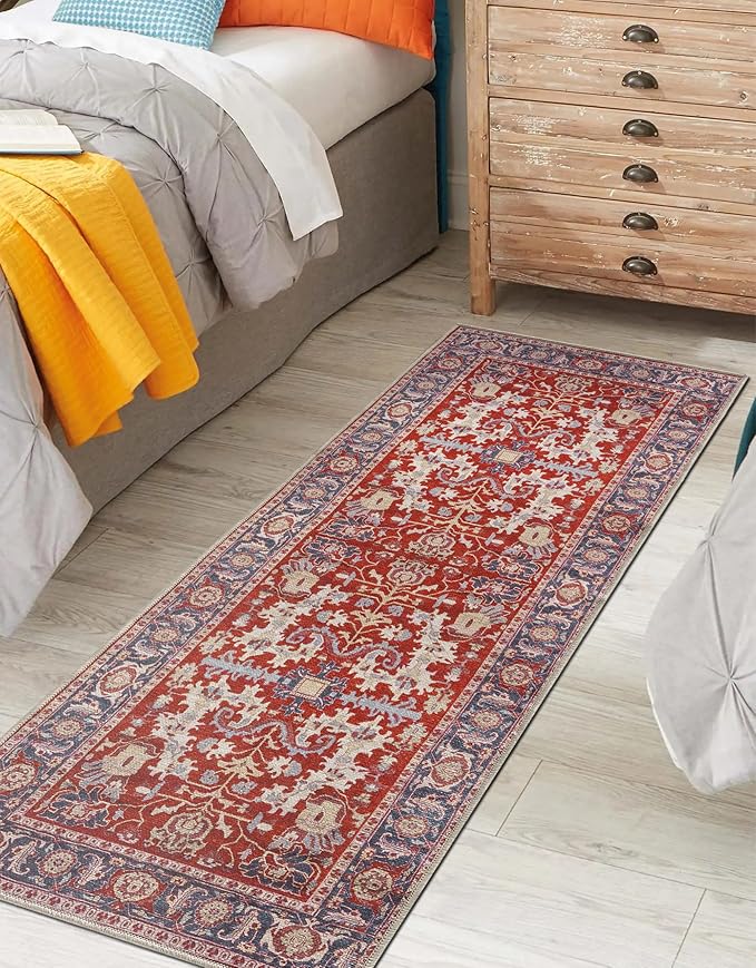 Keen Home Design 2x7 Rug - Machine Washable Runner Rug with Non-Slip Backing, Ideal for Hallway, Entryway, Kitchen, Laundry Room - Vintage, Easy Clean, Durable, Low Pile Rug - (2'6" x 7')-Ruum Studio Home