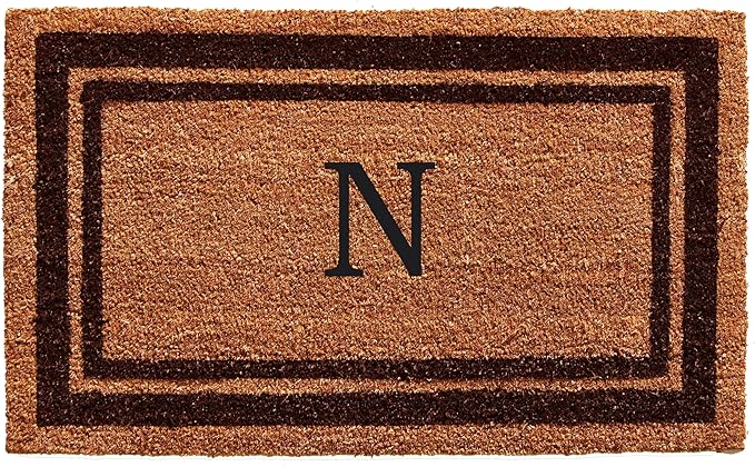 Calloway Mills 152982436N Brown Border 24" x 36" Monogram Doormat (Letter N)-Ruum Studio Home