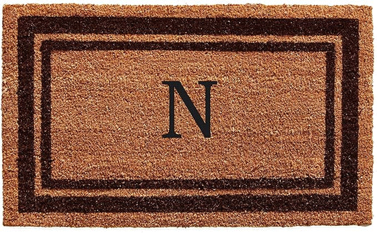 Calloway Mills 152982436N Brown Border 24" x 36" Monogram Doormat (Letter N)-Ruum Studio Home