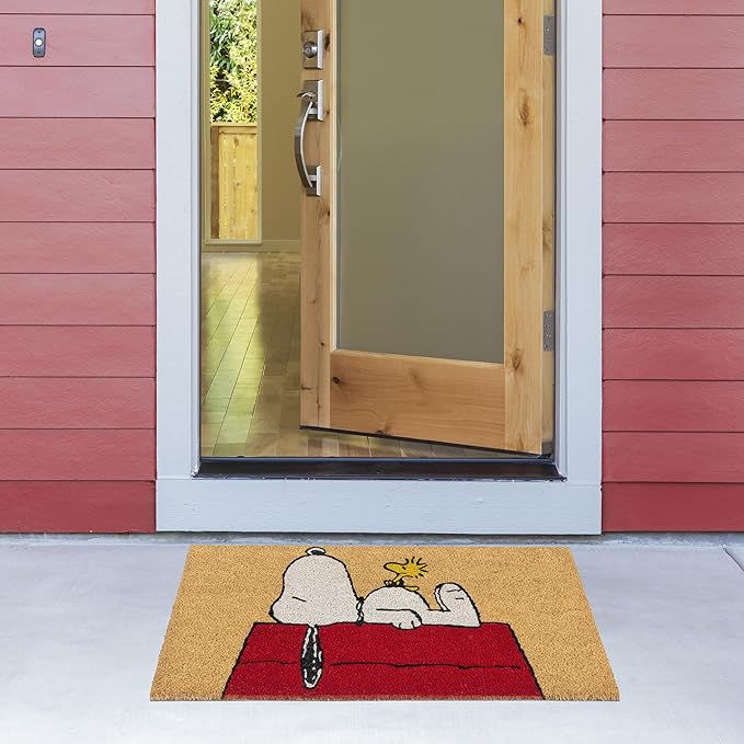 Gertmenian Peanuts Snoopy Coir Doormat - 2x3 Welcome Mat (2-Pack), Ideal for High Traffic Areas in Front Door, Garage, Entryway - House/Peanut Patch, 80003-Ruum Studio Home