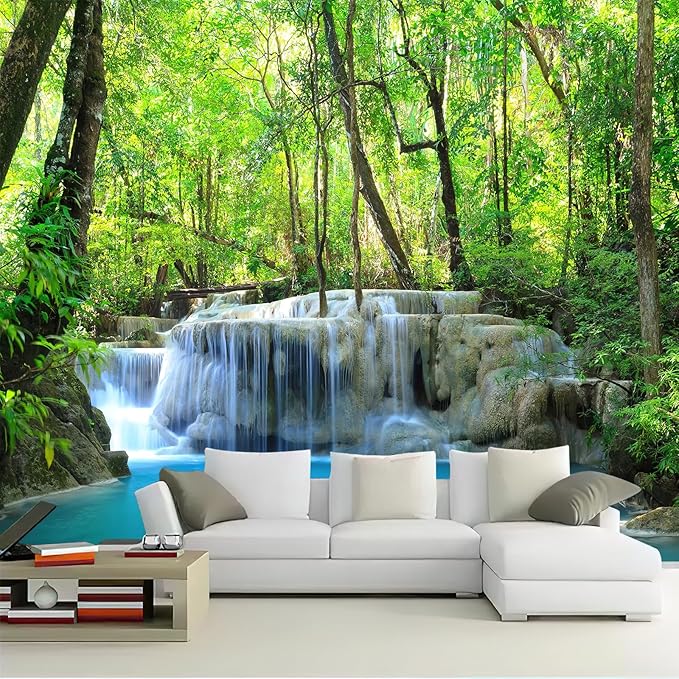 FENDROM Waterfall Tapestry Nature Stone River Forest Scenery Theme Print Landscape Jungle Wall Hanging for Living Room Party Beach Picnic Blankets Tablecloths Wall Decor-Ruum Studio Home