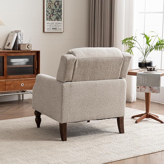 Kidol & Shellder Oatmeal Oversized Accent Chair for Living Room Set of 2 Modern Reading Chair with Back Wide Upholstered Comfy Single Sofa Chair Bedroom Lounge Side Corner Boucle Fabric Armchair-Ruum Studio Home