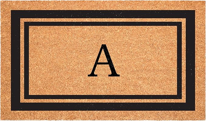 Calloway Mills 152963048A Black Border 30" x 48" Monogram Doormat Letter (A)-Ruum Studio Home