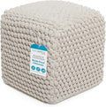 BIRDROCK HOME Bud Pouf Foot Stool Ottoman - Knit Bean Bag Floor Chair - Cotton Braided Cord - Great for The Living Room, Bedroom and Kids Room - Small Furniture-Ruum Studio Home