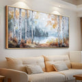 PHAOHUAXM Canvas Wall Art For Living Room Wall Decoration For Bedroom Office Decoration Trees Forest Landscape Painting Lake view Mural Modern Aesthetic Room Home Decor Artwork Wood Framed 20x40 In-Ruum Studio Home