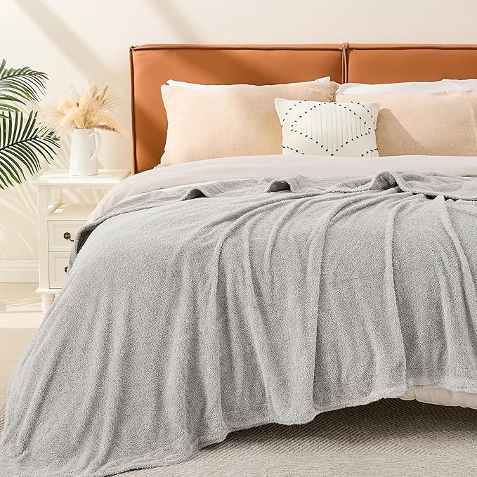 EMME Muslin and Fleece Twin Blanket Reversible - 60"*80" Grey Soft Warm Throw Blankets for Couch Bed Picnic Travel Bed-Ruum Studio Home