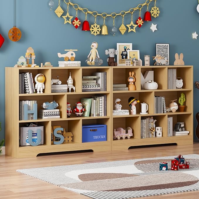 Book Shelf, 8 Cubes Storage Organizer, Freestanding Wooden Bookshelf Cube Shelf for Bedroom, Living Room, Home Office, 3-Tier Open Shelf Wooden Bookcase-Ruum Studio Home