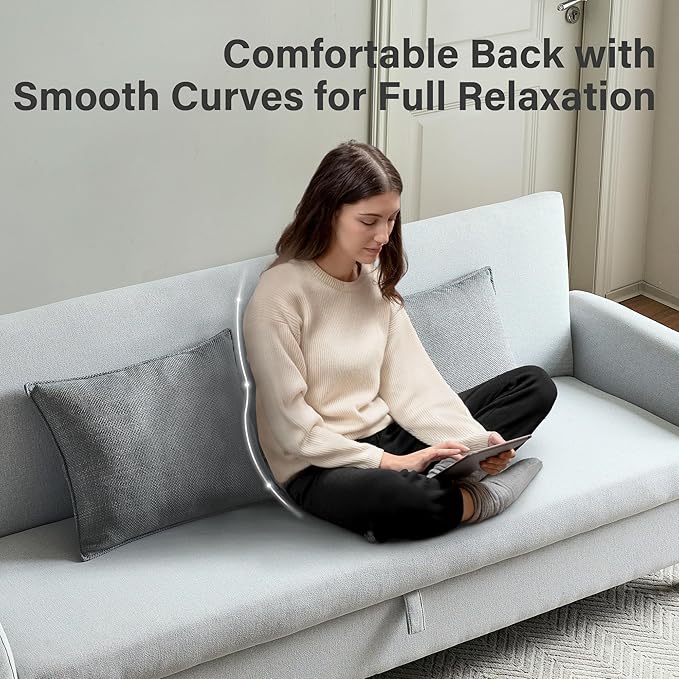 Convertible Futon Sofa Bed, 80.7" Adjustable Sleeper Sofa with Storage, 3-Seater Couch, 5-Position Reclining Back, 7" Thick Cushion, Twin Size Sofa for Small Spaces, Living Room, Bedroom, Dorm, Office-Ruum Studio Home