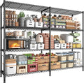 REIBII 61.7''W Storage Shelves Load 1220LBS Wire Shelving Unit 4 Tier Metal Shelving for Storage Rack Shelves Heavy Duty Garage Shelf Pantry Shelves Kitchen Shelving, 61.7" W*62.9" H*15.8" D, Black-Ruum Studio Home