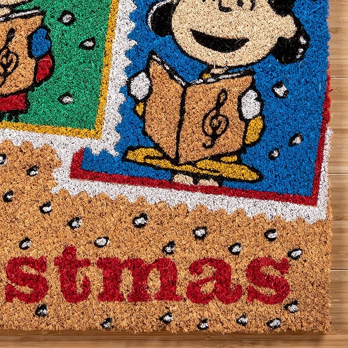 Gertmenian Peanuts Snoopy Coir Doormat - 2x3 Welcome Mat (2-Pack), Ideal for High Traffic Areas in Front Door, Garage, Entryway - Peace & Joy, 80023-Ruum Studio Home