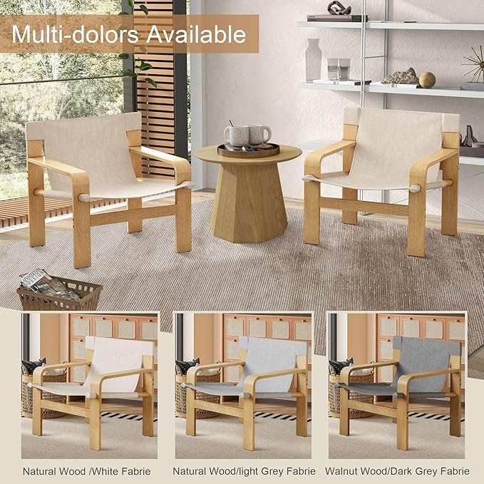 Mid-Century Accent Chair with Wide Armrest & Solid Wood Frame, Detachable and Washable Armchair, Modern Living Room Reading Chairs for Bedroom Sunroom Bedroom Balcony-Ruum Studio Home