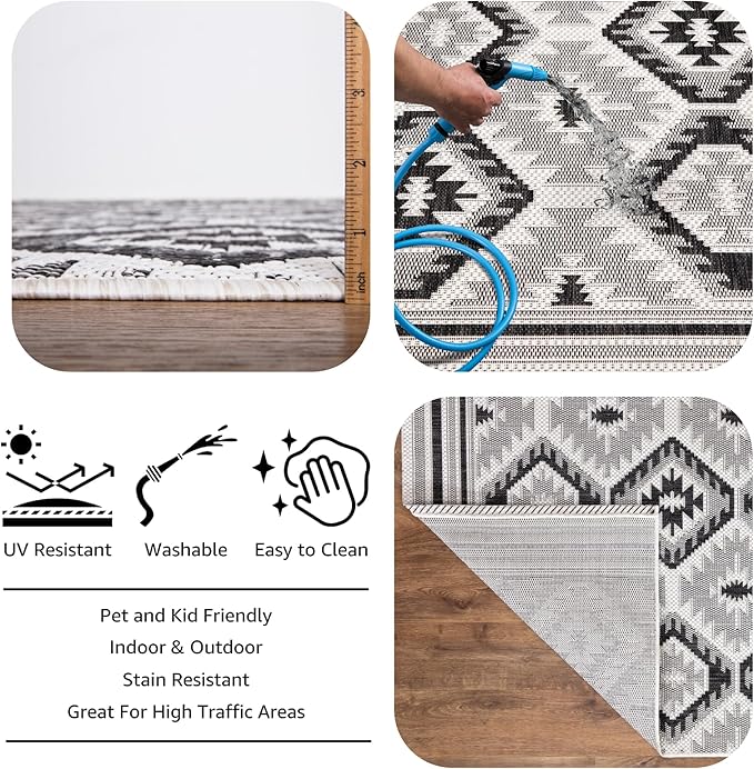 Keen Home Design Outdoor Rug - 8x10 Washable Indoor/Outdoor Rug for Patio, Balcony, Kitchen, Garden, Beach, Deck and Porch. Size: 7'9" x 10'2"-Ruum Studio Home